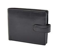 A1 FASHION GOODS AVZ5 Mens Genuine Italian Cow Leather Snap Closure Wallet Credit Cards ID Notes Coins Holder Black