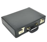 A1 FASHION GOODS Classic Attache Case Faux Leather Dual Lock Briefcase Business Bag Diplomat Black
