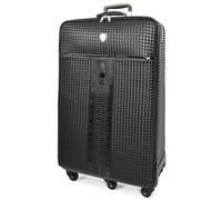 A1 FASHION GOODS Eclipse PU Leather Black Croc-Embossed 3-Piece Luggage Set, Lightweight Spinner Wheels, Travel Trolley with Stabilizers (Large)