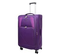 A1 FASHION GOODS Expandable Spinner Four Wheel Soft Shell Travel Bag Suitcase Luggage York Black Red Purple (Purple, Large)