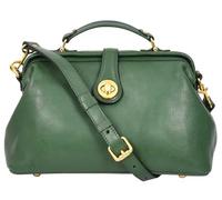 A1 FASHION GOODS Full Grain Leather Women's Handbag Top Handle Framed Gladstone Bag Chiara (Green)