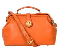 A1 FASHION GOODS Full Grain Leather Women's Handbag Top Handle Framed Gladstone Bag Chiara (Tan)