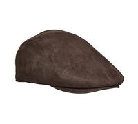 A1 FASHION GOODS Genuine Brown Suede Soft Leather Flat Cap English Granddad Hat Baker-boy Classic Cap - Earl