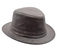 A1 FASHION GOODS Genuine Leather Classic Fedora Trilby Gangster Gentlemen’s Hat Maitland Brown