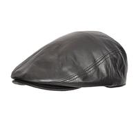 A1 FASHION GOODS Genuine Leather Flat Cap English Hat Baker-boy Golf Classic Gatsby Cap Wilfred (Black, 60/XL)