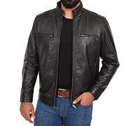 A1 FASHION GOODS Genuine Soft Black Leather Jacket For Mens Biker Style Fitted Zip Up Casual Coat Felix (Large)