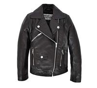 A1 FASHION GOODS Girls Kids Biker Leather Jacket Zip Fasten Childrens Coat 2-12 Years Old CH24 Black (XX-Large 9-10 Years)