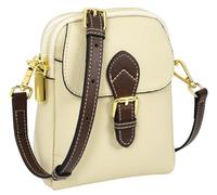 A1 FASHION GOODS Leather Crossbody Bag, Women's Small Organiser Pouch, Multiple Pockets, Adjustable Shoulder Strap Miley (Ivory)