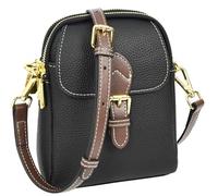 A1 FASHION GOODS Leather Crossbody Bag, Women's Small Organiser Pouch, Multiple Pockets, Adjustable Shoulder Strap Miley (Black)