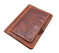 A1 FASHION GOODS Leather Folio Bag Zip Meeting Bailiff Portfolio A4 Document Underarm Case Stanford (Brown)