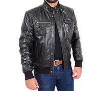 A1 FASHION GOODS Mens Bomber Leather Jacket Soft Nappa Choice of Colour Black Brown Cognac - Rob