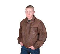 A1 FASHION GOODS Mens Classic Blouson Leather Jacket Brown Bomber Leather Jacket - Alan