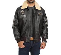 A1 FASHION GOODS Mens Genuine Pilot Bomber Leather Aviator Jacket Spitfire Brown