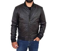 A1 FASHION GOODS Mens Leather Bomber Jacket Soft Lambskin Fitted Varsity Eddy (Black, X-Large)