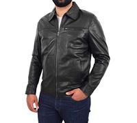 A1 FASHION GOODS Mens Leather Jacket Genuine Soft Black Zip Fasten Box Style Sean