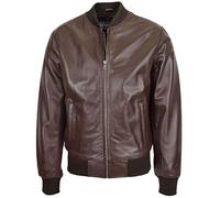 A1 FASHION GOODS Mens Real Leather Classic Bomber Jacket Gents Boys Soft Leather Zip Up Jaxson 3XL