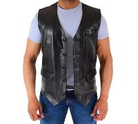 A1 FASHION GOODS Mens Real Leather Waistcoat Black Soft Trendy English Style Full Leather Gilet Liam (as8, alpha, 3x_l, regular, regular)