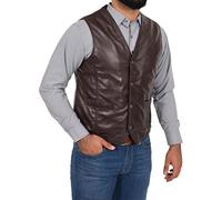 A1 FASHION GOODS Men's Real Leather Waistcoat Classic Soft Vest Snap Button Smart Casual Gilet (UK, Alpha, S, Regular, Regular, Brown)