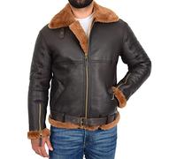 A1 FASHION GOODS Mens Real Sheepskin Flying Jacket WW2 RAF Bomber B3 Aviator Brown Ginger Shearling Coat Tornado