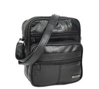 A1 FASHION GOODS Mens Soft Black Leather Flight Bag Cross Body Multi Pocket Messenger A145