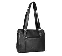 A1 FASHION GOODS Pixie Genuine Leather Handbag, Classic Tote Shoulder Bag for Women, Available in Black, Navy, Red (Black)