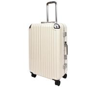 A1 FASHION GOODS Premium Luggage Metal Frame Hardside Spinner 8 Wheels TSA Latch PC Shell Suitcases Elite Beige (Medium Check-in Size)
