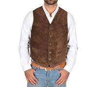 A1 FASHION GOODS REAL Suede Waistcoat For Mens Classic Style Soft BROWN Suede Leather Vest Gilet - Cole (X-Large)