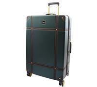 A1 FASHION GOODS Retro 8 Wheel Hard Shell Luggage Trunk Style Suitcases Travel Bags Archaic (Emerald, Large | 78 x 50 x 29cm, 5kg)