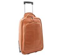 A1 FASHION GOODS Wheeled Cabin Size Suitcase Real Tan Leather Luggage Travel Bag Trolley - Carlos