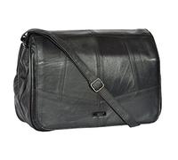 A1 FASHION GOODS Womens Black Soft Leather Bag Flap Over Classic Cross Body Shoulder Bag - PAT