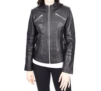 A1 FASHION GOODS Womens Lambskin Leather Biker Jacket Soft Zip Fasten Fitted Style Gigi (UK, Numeric, 12, Regular, Regular, Black)
