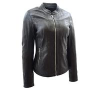 A1 FASHION GOODS Womens Leather Biker Jacket Fitted Casual Zip Fasten Mia (20)