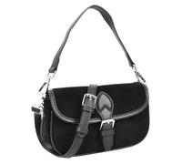 A1 FASHION GOODS Womens Real Goat Suede Shoulder Bag, Mini Size Lightweight Utility Style, Pixlet (Black)