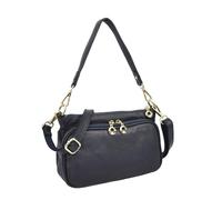 A1 FASHION GOODS Women's Small Genuine Leather Shoulder Crossbody Bag Clara | Multiple Zip Compartments, Gold-Tone Hardware, Adjustable Strap, Everyday & Travel Use, 4 Colour Options