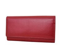 A1 FASHION GOODS Womens Soft Leather Clutch Purse Envelope Style Cards ID Coins Cash Notes Holder AVT3 (Red)