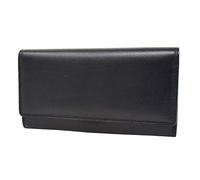 A1 FASHION GOODS Womens Soft Leather Clutch Purse Envelope Style Cards ID Coins Cash Notes Holder AVT3 (Black)