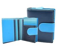 A1 FASHION GOODS Womens Soft Leather Purse Multicoloured Mid-Sized Cards ID Notes Coins RFID Safe Madam (Navy/Multi)