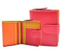 A1 FASHION GOODS Womens Soft Leather Purse Multicoloured Mid-Sized Cards ID Notes Coins RFID Safe Madam (Red/Multi)