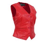 A1 FASHION GOODS Womens Soft Leather Waistcoat Slim Fit Vest Classic Gilet Black Brown Red Tan - Katy (Red, 10)