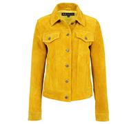 A1 FASHION GOODS Womens Yellow Suede Trucker Jacket American Western Denim Biker Style - Marisa (20)