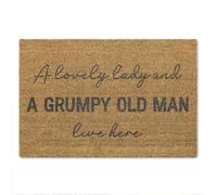 A1 Graphics Ltd A Lovely Lady and a Grumpy Old Man Live Here Doormat Funny Couple Door Mat Coir Entrance Mat Gift for Couples, Mum & Dad or Grandparents