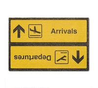 A1 Graphics Ltd Arrivals & Departures Doormat Funny Airport-Themed Welcome Mat Non-Slip Coir Entrance Mat Novelty Gift for Home Travel Lovers and Guests