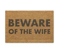 A1 Graphics Ltd Beware Of The Wife Brush Doormat Printed Door Mat Funny Welcome Mat Rude Doormat Novelty Home Decor Gift Housewarming Gift Entrance Mat