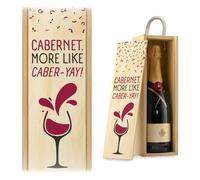 A1 Graphics Ltd Cabernet More Like Caber Yay Champagne Wine Gift Box Birthday Christmas Funny Wine Lover Gift Box (Natural, Natural Box)