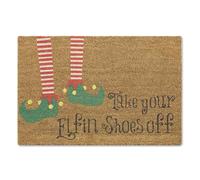 A1 Graphics Ltd Christmas Doormat Take Your Elfin Shoes Off Printed Coir Mat, Festive Holiday Door Mat for Porch or Entryway, Winter Welcome Rug, Front Door Decor, Seasonal Gift for Home