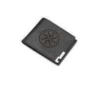 A1 Graphics Ltd Compass Wallet Vegan Leather Black Brown Grey Leather Travel Wallet Gift for Adventure Lovers (Black)