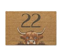 A1 Graphics Ltd Custom Highland Cow Brush Doormat Printed Door Mat Personalised Text Welcome Mat Farmhouse Decor Home Gift Housewarming Gift Entrance Mat
