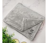A1 Graphics Ltd Embroidered Blanket Custom Initials Date Personalised Fleece Blanket For Him For Her Couples Gift (Silver)