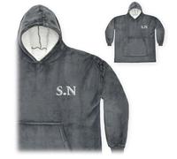 A1 Graphics Ltd Embroidered Oversized Hoodie Custom Initials Personalised Fleece Hoodie For Him For Her Couples Gift (Charcoal)
