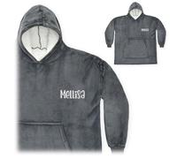 A1 Graphics Ltd Embroidered Oversized Hoodie Custom Name Personalised Fleece Hoodie For Him For Her Couples Gift LB (Charcoal)